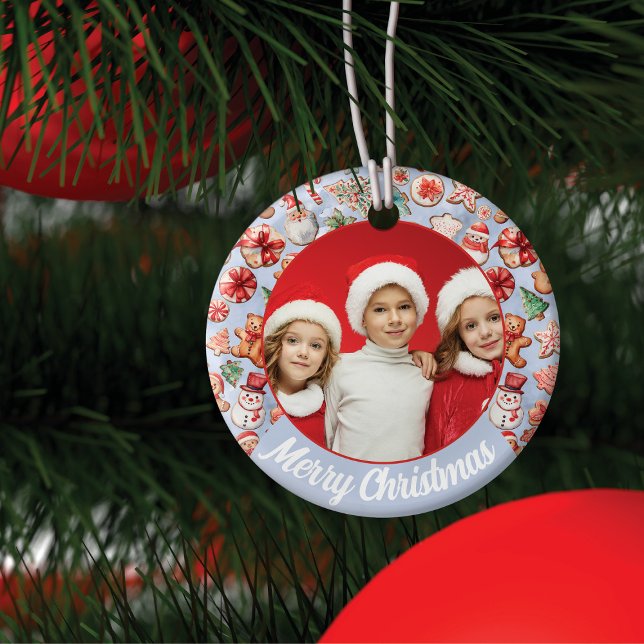 Festive Delight: Christmas Cookie Wonderland Photo Ceramic Tree Decoration (Creator Uploaded)
