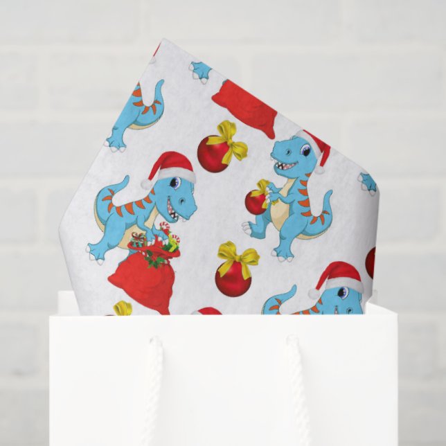 Festive Dimosaur pattern Christmas tissue Paper (Gift Bag)