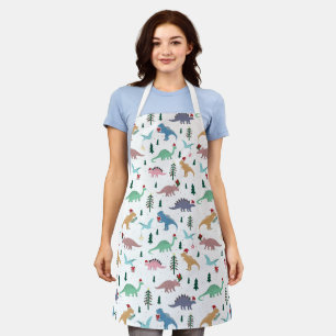 Festive Dinosaurs Christmas Pattern Apron