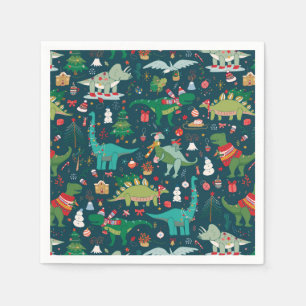 Festive Dinosaurs Christmas Pattern Napkin
