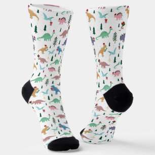 Festive Dinosaurs Christmas Pattern Socks