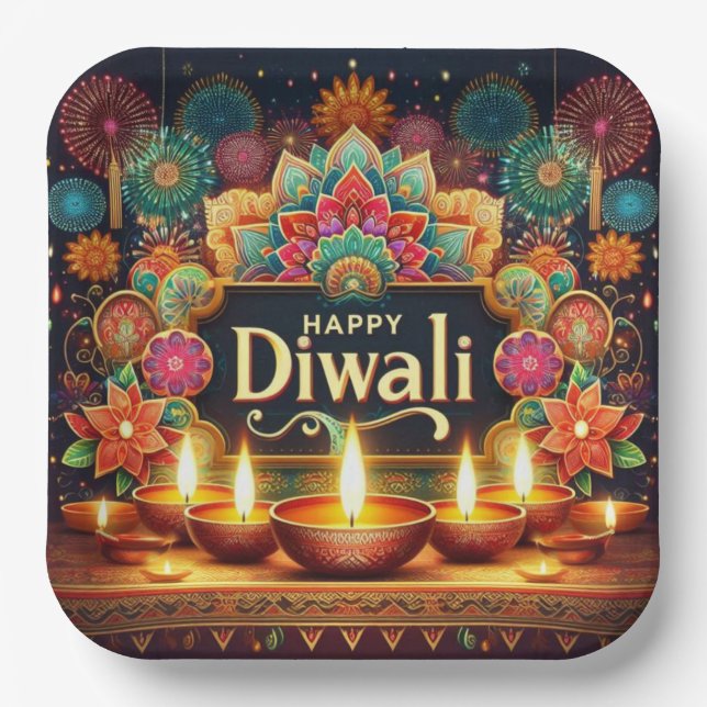 Festive Diwali  Paper Plate (Front)