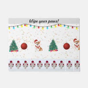 Festive dog christmas theme   doormat