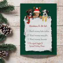 Festive Dog Christmas To Do List Flat Holiday Card