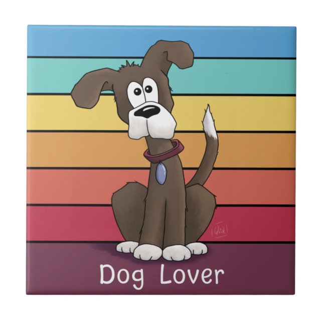 Festive Dog Lover Ceramic Tile (Front)