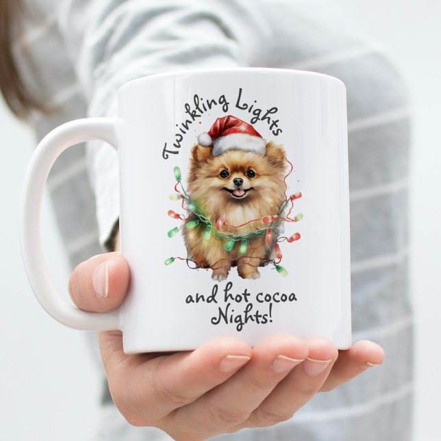 Festive Dog Mug – Lights & Cocoa Quote (Creator Uploaded)