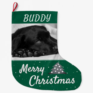 Festive Dog Pet Name and Photo  Large Christmas Stocking