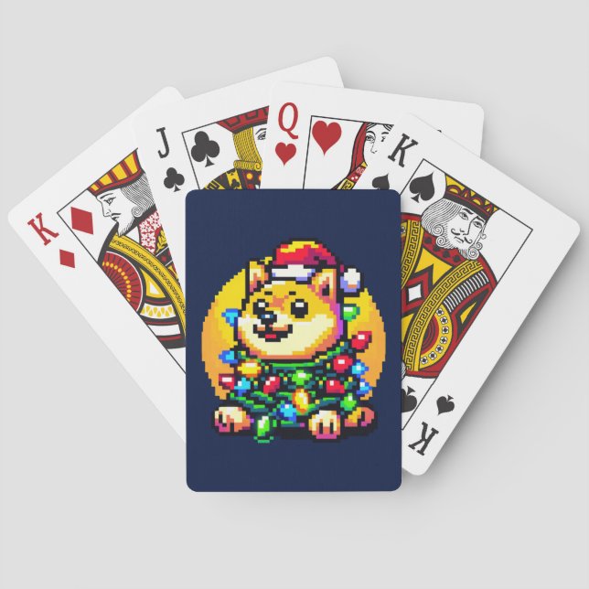 Festive Dogecoin: 8-Bit Light-Up Crypto Playing Cards (Back)