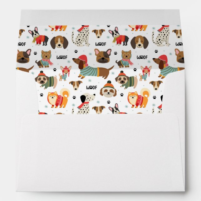 Festive Dogs in Holiday Sweaters Pattern Envelope (Back (Bottom))