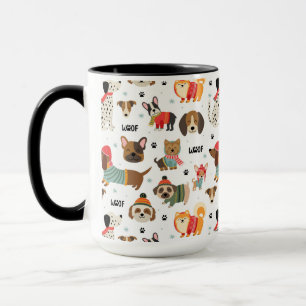Festive Dogs in Holiday Sweaters Pattern Mug