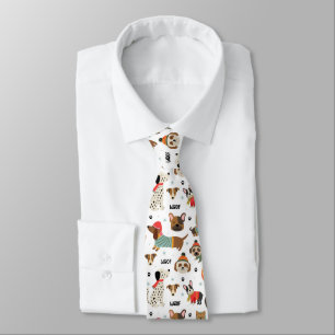 Festive Dogs in Holiday Sweaters Pattern Tie