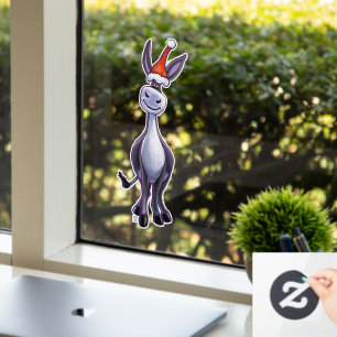 Festive Donkey Christmas Window Cling