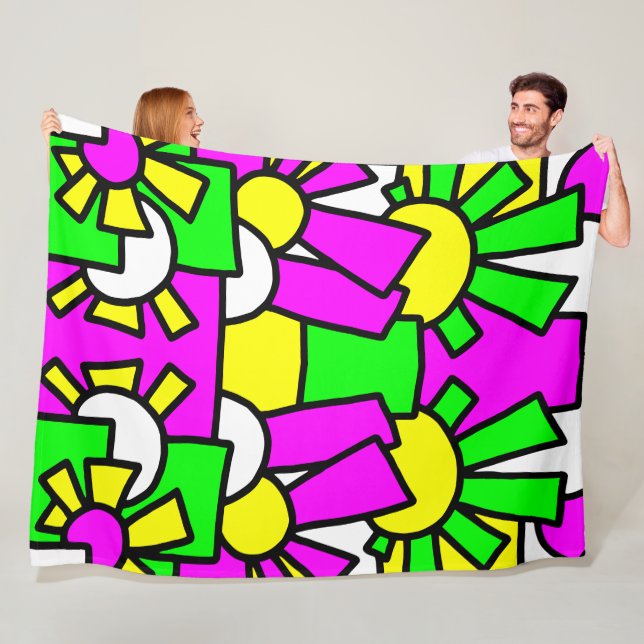 Festive Doodle Art 42 Fleece Blanket (In Situ)