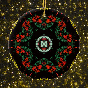 Festive Dot Mandala Ceramic Tree Decoration