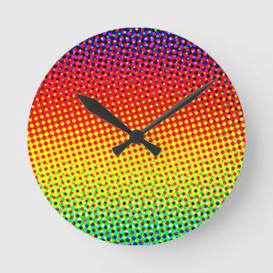 Festive Dots Rainbow Cool Cheerful Fun Colourful Round Clock