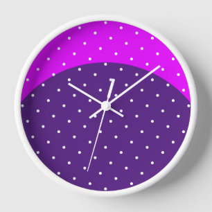 Festive Dotted Purple Curve Vivid Pink Crescent Clock