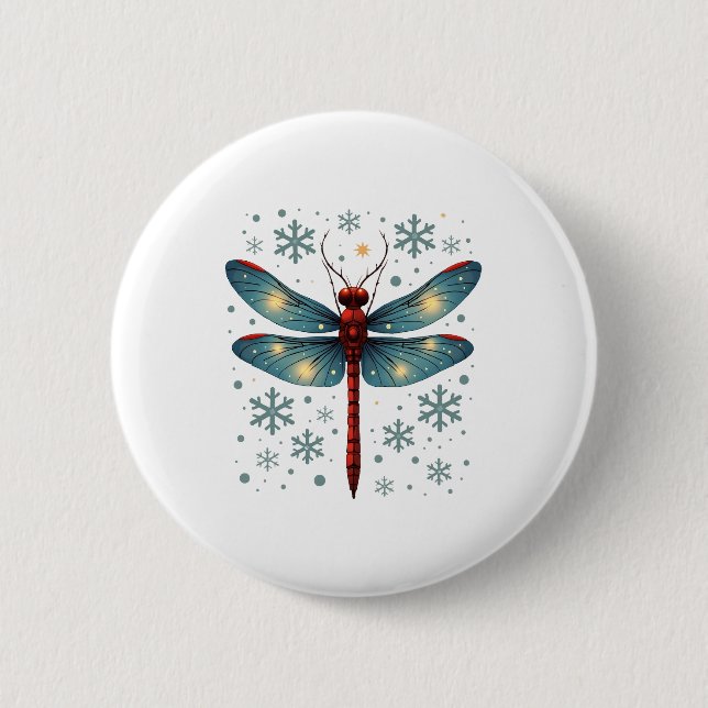 Festive Dragonfly Glow 6 Cm Round Badge (Front)