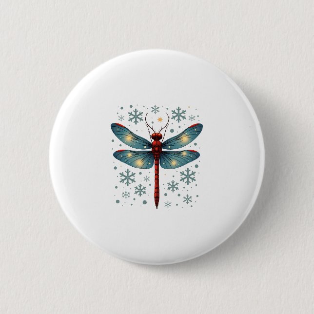 Festive Dragonfly Glow 6 Cm Round Badge (Front)