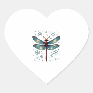 Festive Dragonfly Glow Heart Sticker