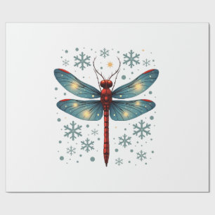 Festive Dragonfly Glow Wrapping Paper
