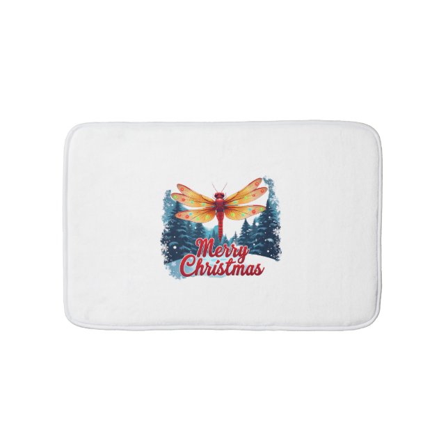 Festive Dragonfly Lights Bath Mat (Front)