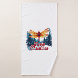 Festive Dragonfly Lights Bath Towel