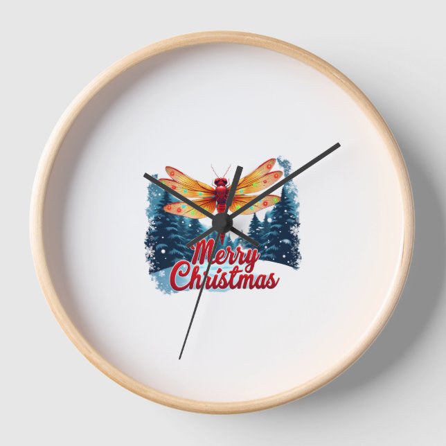 Festive Dragonfly Lights Clock (Front)