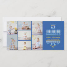Festive Dreidel Icons Hanukkah Collage Photo Card