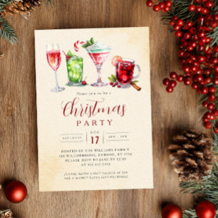 Festive Drinks Charming Christmas Party Invitation