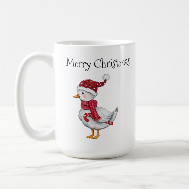 Festive duck with santa hat coffee mug (Left)