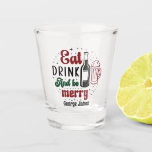 Festive eat drink Merry Christmas drinking party Shot Glass