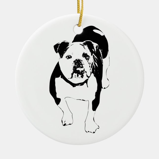 Festive Edge, Bulldog Holiday Charm Ceramic Tree Decoration (Front)