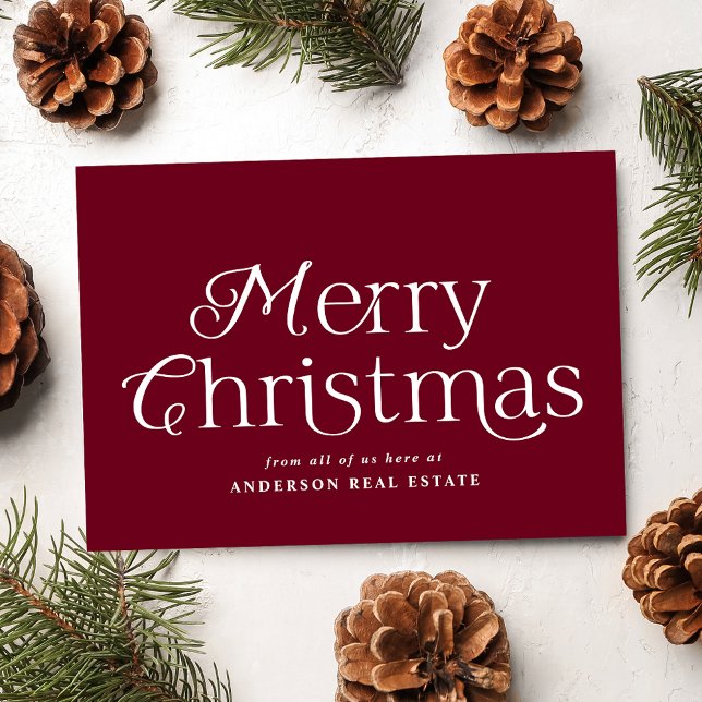Festive Elegance Burgundy Merry Christmas Business Holiday Card (Creator Uploaded)
