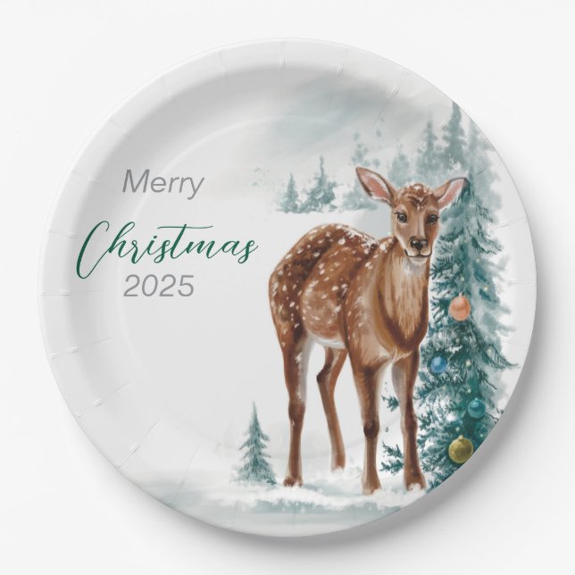 “Festive Elegance: Christmas Doe”зробити опис Paper Plate (Front)