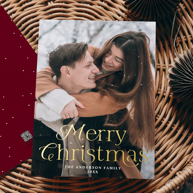 Festive Elegance Merry Christmas Burgundy Photo (Creator Uploaded)