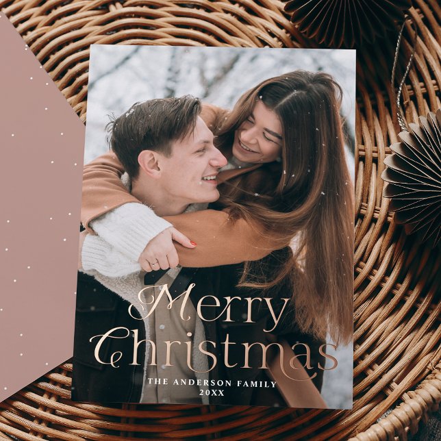 Festive Elegance Merry Christmas Photo Rose Gold (Creator Uploaded)