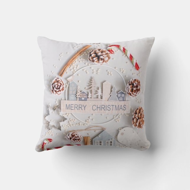 "Festive Elegance: Merry Christmas Pillow" Cushion (Back)