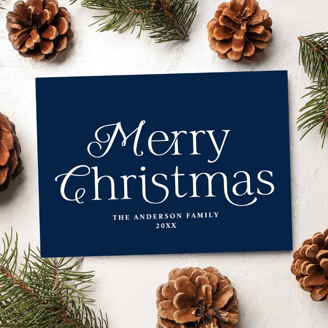 Festive Elegance Navy Merry Christmas Non-Photo Holiday Card (Creator Uploaded)