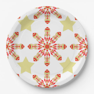 Festive elegance: red and gold starry pattern paper plate