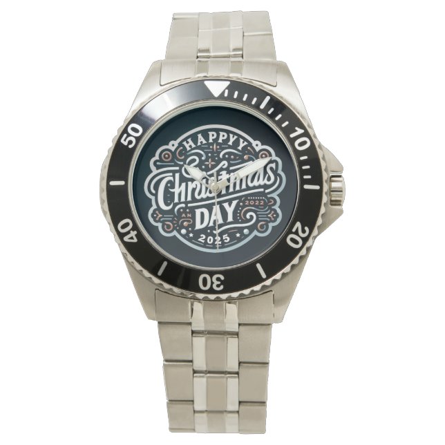 Festive Elegance: Vibrant Christmas 2025 Greeting" Watch (Front)