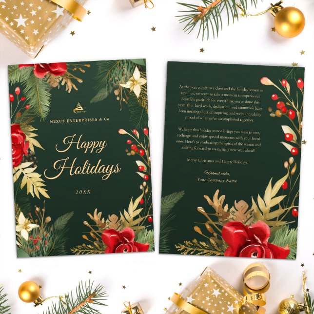 Festive Elegant Business Professional Christmas Holiday Card (Festive Elegant Business Professional Christmas Holiday Card)
