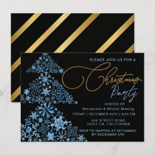 Festive Elegant Christmas PARTY Golden Glitter Invitation
