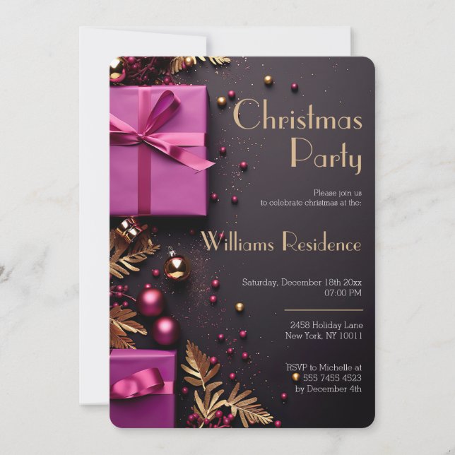 Festive Elegant Christmas Party Invitation (Front)