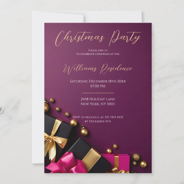 Festive Elegant Christmas Party Invitation (Front)