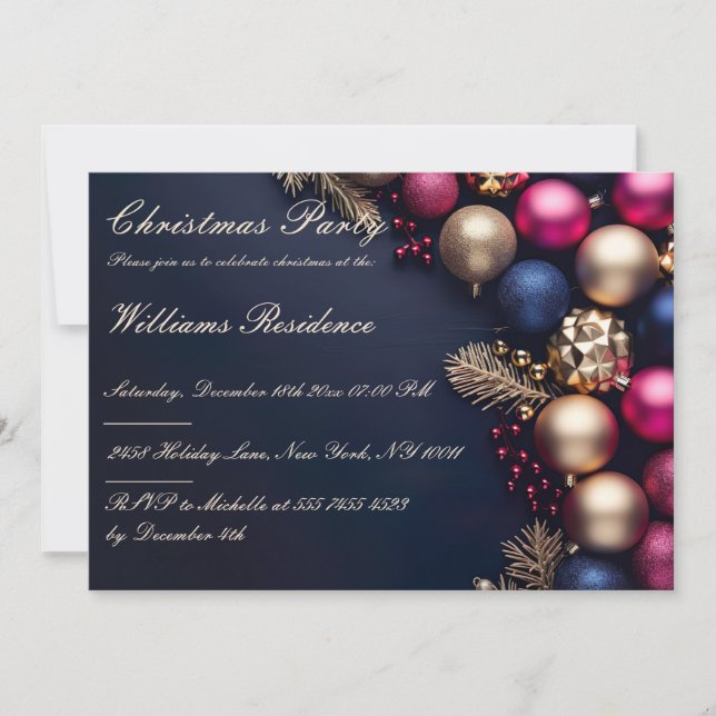 Festive Elegant Christmas Party Invitation (Front)