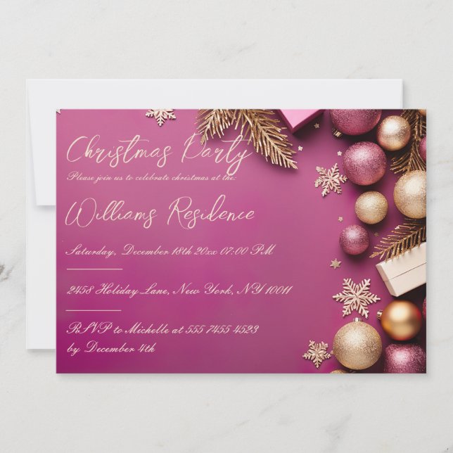 Festive Elegant Christmas Party Invitation (Front)