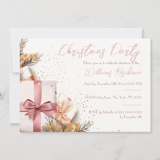 Festive Elegant Christmas Party Invitation (Front)