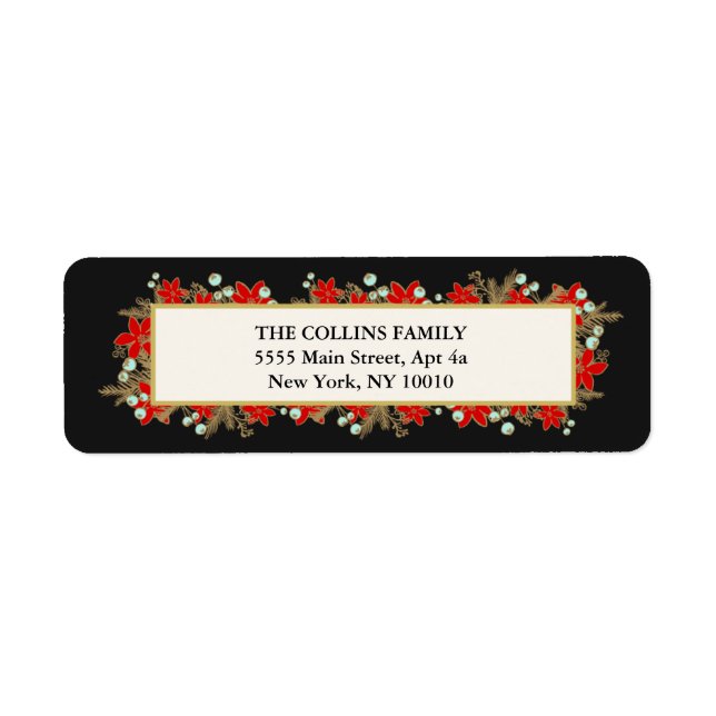 Festive, Elegant Hand Drawn Red Poinsettias (Front)