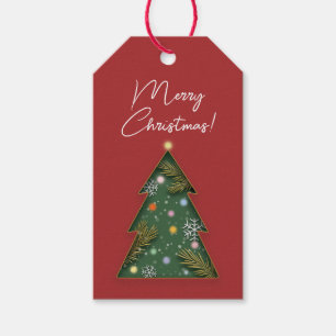 Festive Elegant Paper Cut Merry Christmas Tree Gift Tags