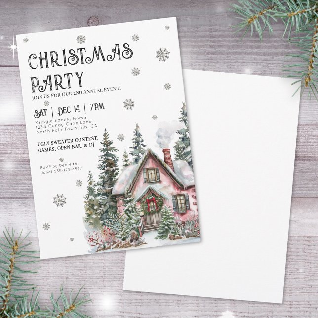 Festive Elegant Winter Christmas Party Invitation (Festive Elegant Winter Christmas Party Invitation)